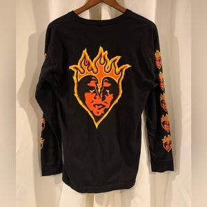 Obey‎ Flame Heart Andre The Giant Black T-Shirt Long Sleeve Mens Medium
